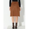 INSPIRE CHIC Women's High Waist Faux Suede Knee Length A-Line Skirts - 3 of 4