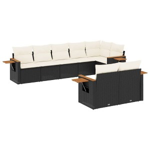 vidaXL 8 Piece Patio Sofa Set with Cushions - Black and Cream Without Table - 1 of 4