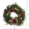Nearly Natural 24” Christmas Pine Artificial Wreath with Pine Cones and Ornaments - 3 of 3