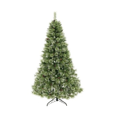 GDFStudio Eleanor 7.5 Foot Cashmere Pine and Mixed Needles Pre Lit LED Hinged Artificial Christmas Tree, Clear Lights