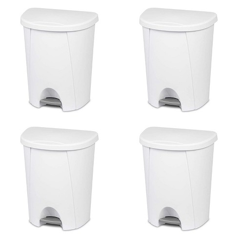 Sterilite 11 Gallon Slim Narrow Stepon Hands Free Portable Kitchen  Wastebasket Trash Can Garbage Bin Container With Oversized Lid, White (12  Pack) : Target