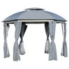 Outsunny 12' x 12' Round Outdoor Gazebo, Patio Dome Gazebo Canopy Shelter with Double Roof, Netting Sidewalls and Curtains, Zippered Doors - 4 of 4