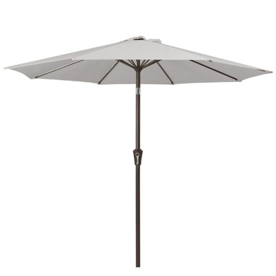 Hyleory 9'  Sunbrella with 8 ribs,Hyleory Tilt Market Patio Umbrella with Oval Ribs Iron Pole, Sturdy and Adjustable