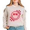 S.W.Smiley Checkered Heart Eyes Smiley -  Women's Graphic Sweatshirt - 3 of 4