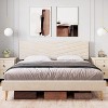 Beige King Size Platform Bed with Adjustable Headboard, Plush Fabric Bed Frame No Box Spring Needed, Quiet Design Easy Assembly - 3 of 4