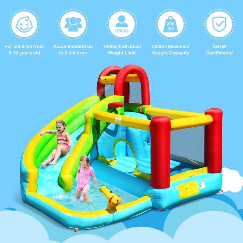 Costway Inflatable Kids Water Slide Jumper Bounce House Splash Water Pool W/ 735W Blower, 5 of 11