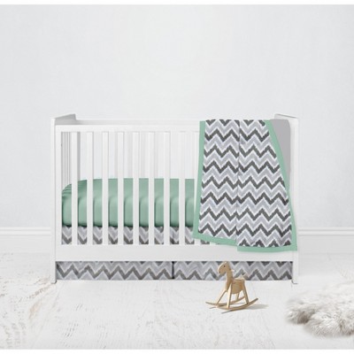 Bacati - Ikat Dots Stripes Mint Grey Muslin Neutral 3 pc Crib Set