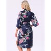 INSPIRE CHIC Women's Midi Robe Silky V-Neck Floral Print Sleepwear Bachelorette Robe Soft Nightgown - 4 of 4