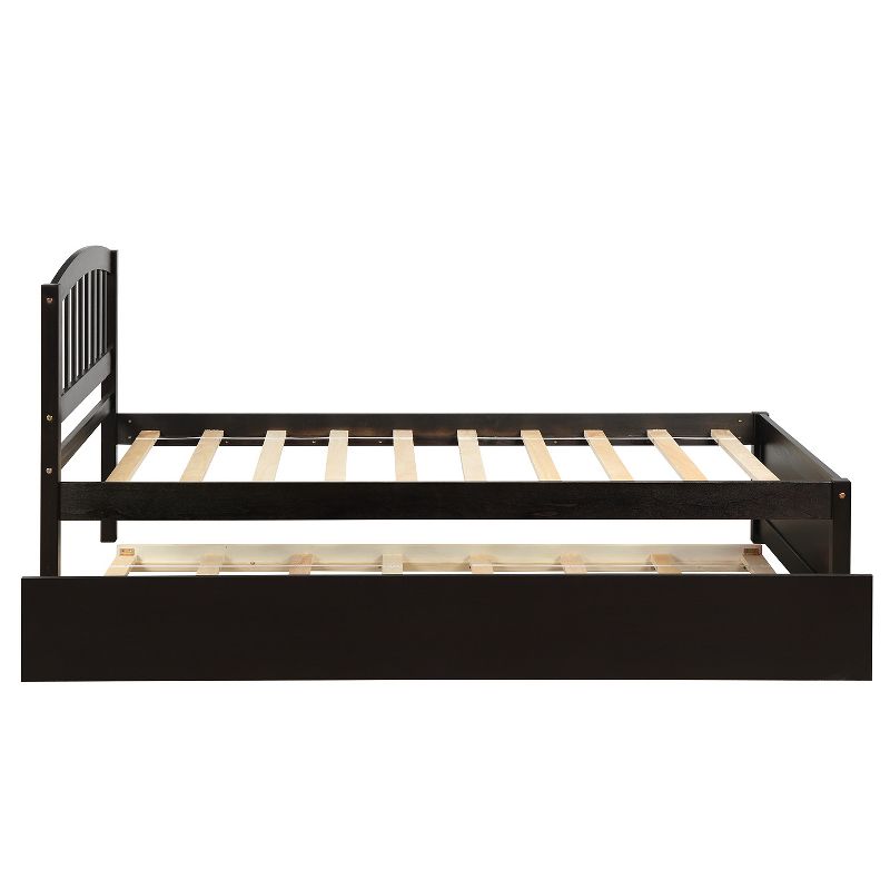 Twin Size Platform Bed Wood Bed Frame with Trundle-ModernLuxe, 5 of 10