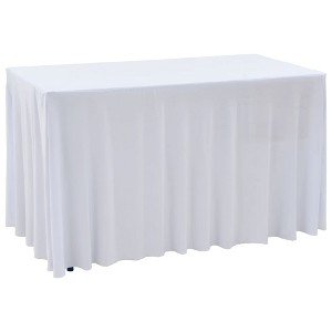 Aghana Digitals 2-Pack White Stretchy Table Covers, 90% Polyester 10% Elastane, Matte Fabric for - 1 of 4