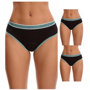 INSPIRE CHIC 3 Packs Women's Mid Rise Letter Print Contrast Binding Leak Proof Underpants - 1 of 4