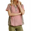 Women's Leopard Trim Waffle Knit Top - umgee - 2 of 4