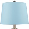 Regency Hill Arden 25" High Twist Modern Table Lamps Set of 2 Silver Brushed Nickel Finish Mercury Glass Blue Hardback Shade Living Room Bedroom - 2 of 4