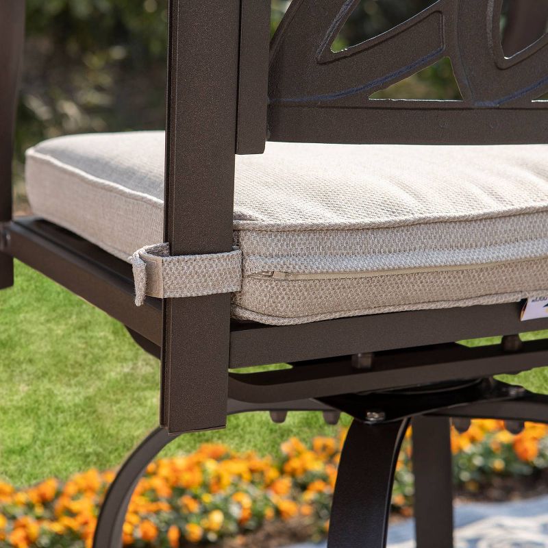 3pc Outdoor Square Cast Aluminum Bar Table &#38; Swivel Chairs - Captiva Designs, 6 of 13