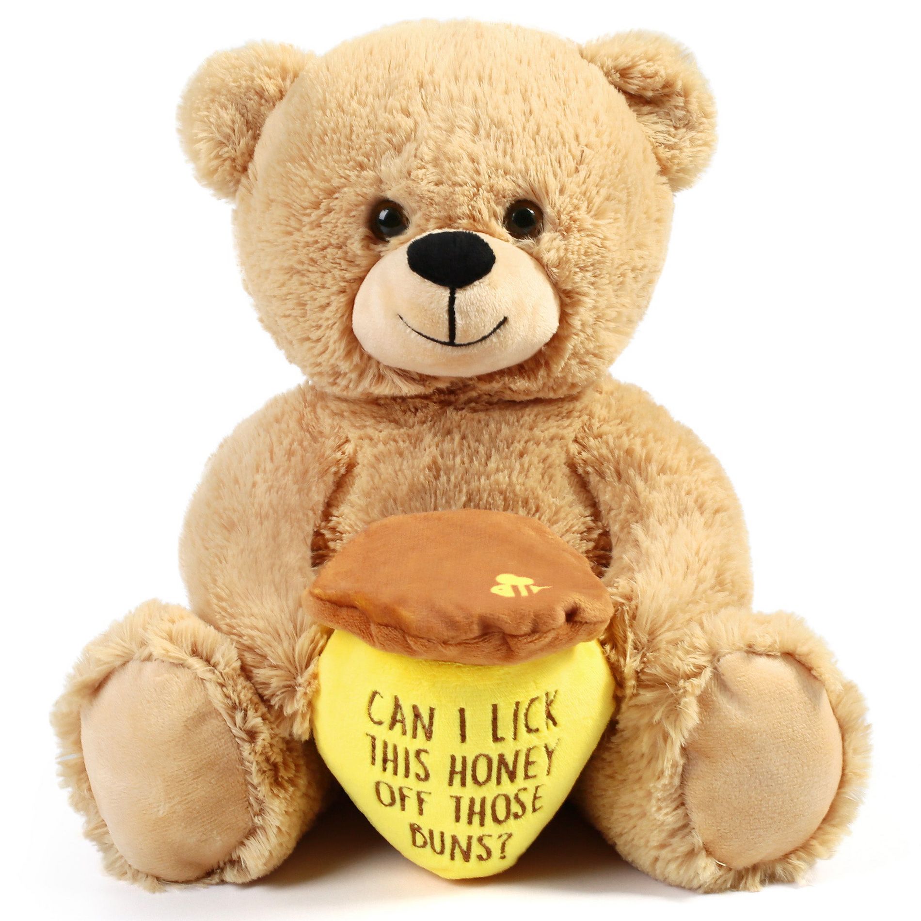 BenBen Teddy Bear Stuffed Animal with Honey Pot, 10" Funny Bear Plush Toy for Girlfriend, Wife