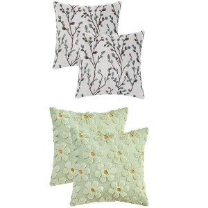 REGALWOVEN 4 Pcs Floral Pattern Soft Comfort Throw Pillow Covers 18" x 18" - 1 of 4