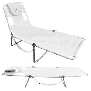 Ostrich 72 by 22 Inch Versatile Chaise Lounge Portable Reclining Lounger, Outdoor Patio, Beach, Lawn, Camping, or Pool Tanning Chair, White - 1 of 4