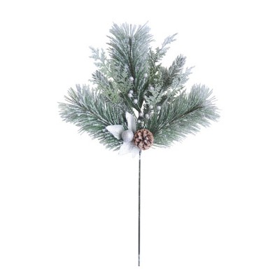 Transpac Natural Fiber 24 in. Green Christmas Snow Frosted Leaf Spray