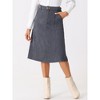 INSPIRE CHIC Women's High Waist Elastic Back A-Line Belted Corduroy Midi Skirt with Pockets - 2 of 4