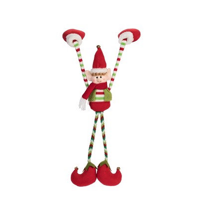 Transpac Fabric 25 in. Red Christmas Plush Elf Shelf Hanger