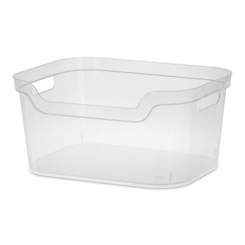 Sterilite 7 x 11 x 14.25 Inch Polished Open Scoop Front Storage Bin with Comfortable Carry Through Handles for Household Organization, Clear, 2 of 7