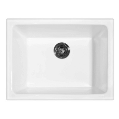 27" White Fireclay Single Bowl Undermount Kitchen Sink