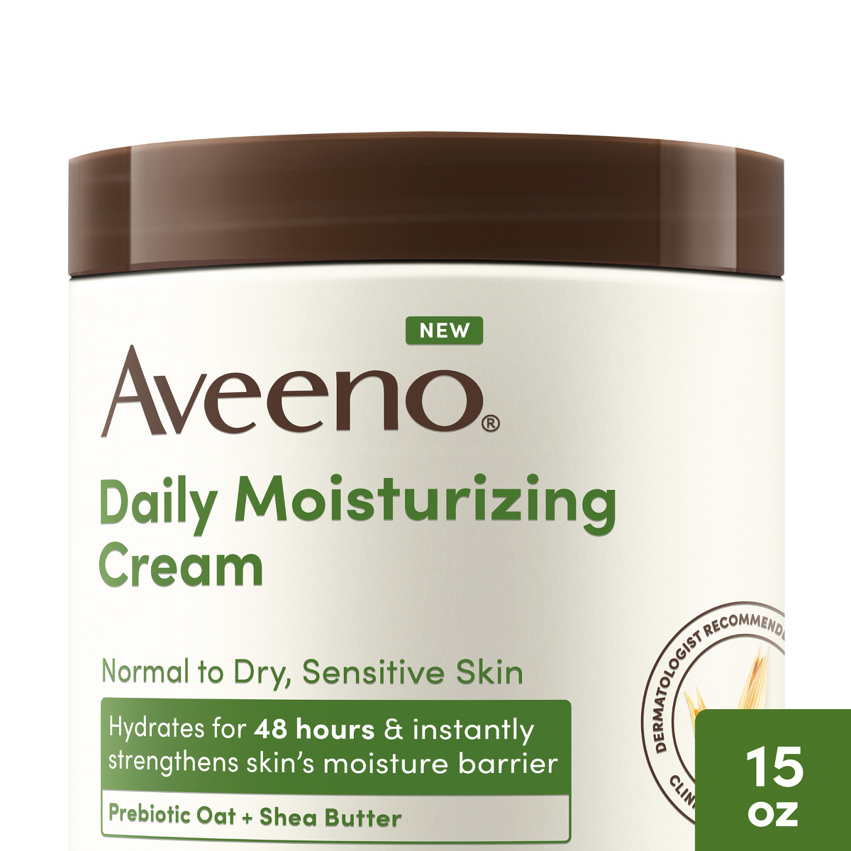 Aveeno Daily Moisturizing Cream for Normal to Dry Sensitive Skin 15 oz product package