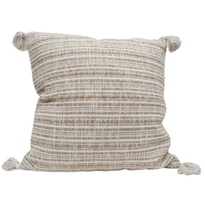 24x24 Inches Hand Woven Brown Cotton with Polyester Fill Pillow - Foreside Home & Garden - 1 of 4
