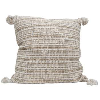 24x24 Inches Hand Woven Brown Cotton with Polyester Fill Pillow - Foreside Home & Garden
