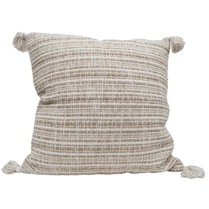 24x24 Inches Hand Woven Brown Cotton with Polyester Fill Pillow - Foreside Home & Garden, 1 of 7