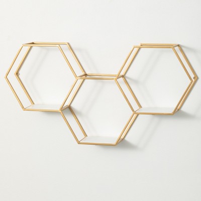 Sullivans Hexagonal Gold Metal Shelf 17.5