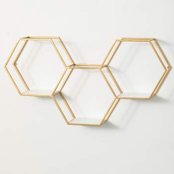 Sullivans Hexagonal Gold Metal Shelf 17.5"H Gold