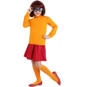 HalloweenCostumes.com Scooby Doo Velma Costume for Girls,  Red Skirt & Glasses - 1 of 4
