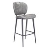 HomeRoots 30" Gray And Black Faux Leather And Steel Low Back Bar Height Bar Chair - 4 of 4