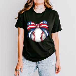 Simply Sage Market Coquette Patriotic Baseball Short Sleeve Tee - 1 of 4