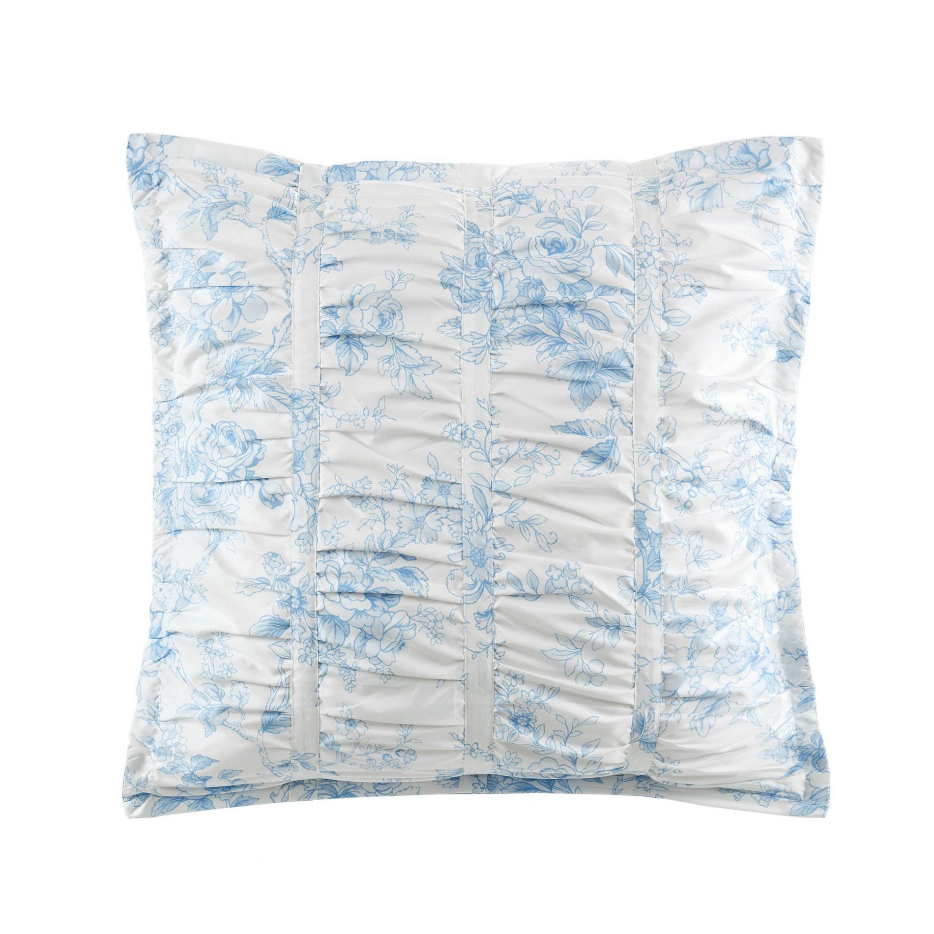 Armoire Collection Euro Toile Floral Pillow Sham Blue