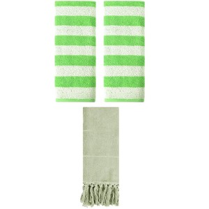 REGALWOVEN 3 Packs Striped and Solid Tassels Absorbent Soft Cotton Hand Towel for Bathroom - 1 of 4