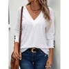 Women Dressy Casual Tops V Neck Long Sleeve Buttons Hollow Out Lace Embroidered Blouses Shirts Elegant Boho Top - 2 of 4