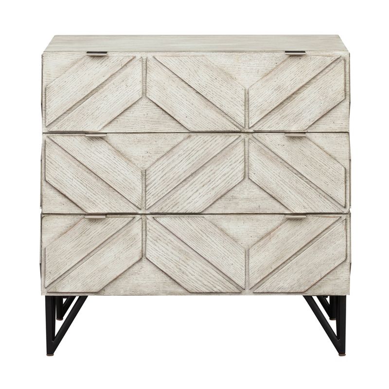 Timmie Mid-Century Modern 3 Drawer Storage Accent Chest Rubbed White - Treasure Trove, 3 of 8