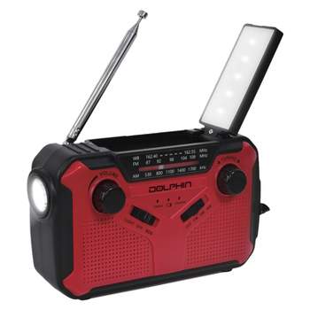 Dolphin Audio R-100C DSP 10-Watt Portable 3-Band Emergency AM/FM/Weatherband Bluetooth® Radio with WaveSync™ and Multiple Charging Options (Red)