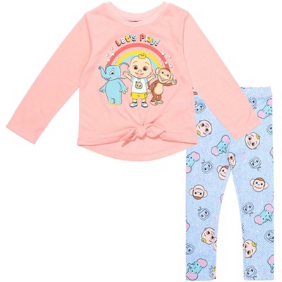 CoComelon JJ Pullover Long Sleeve Graphic T-Shirt & Leggings Pink / Blue