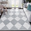 8'x10'Washable Runner Rug Distressed Trellis Checkered Area Carpet Non Slip Low Pile Soft Neutral Modern Rug for Entryway Bedroom,Gray - 2 of 4
