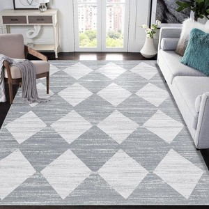 Whashable Runner Rugs for Hallway Runner Washable Kitchen Rugs Non Slip Modern Checkered Carpet Farmhouse Soft Contemporary Low Pile Carpet - 1 of 4