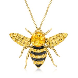 Ross-Simons 3.40 ct. t.w. Citrine Bumblebee Pin/Pendant Necklace in 18kt Gold Over Sterling Size 18 - 1 of 4