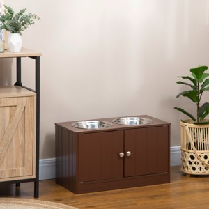 Elevated Dog Bowls with 2 Stainless Steel Bowls,Raised Feeder for Large Dogs with 44L Storage Cabinet - LAOTIES - 1 of 4