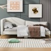 Twin/Full Size Upholstered Daybed with Headboard, Armrest and Support Legs, Grey/Beige-ModernLuxe - 2 of 4