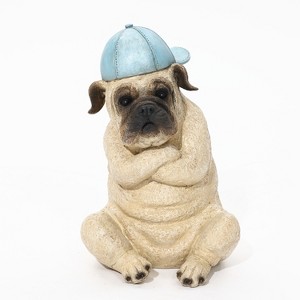 LuxenHome 12.6" LuxenHome Baseball Fan Puppy Dog with Skateboard Sculpture Resin Statue, Indoor and Outdoor Brown - 1 of 4
