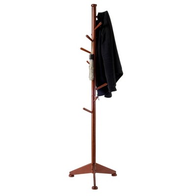 Lily Walnut Finish Solid Wood 9-Peg Coat Tree