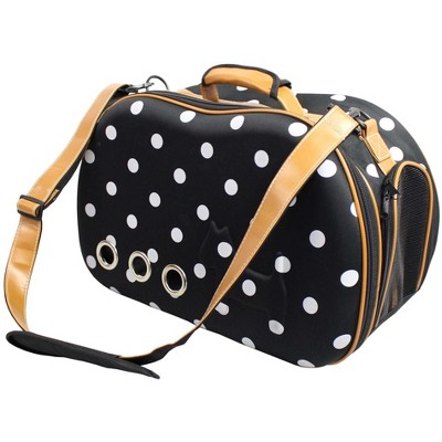 Fashion Dotted Venta-Shell Perforated Collapsible Military Grade Designer Pet Carrier Black 11.4''W x 18.2''D x 13.3''H