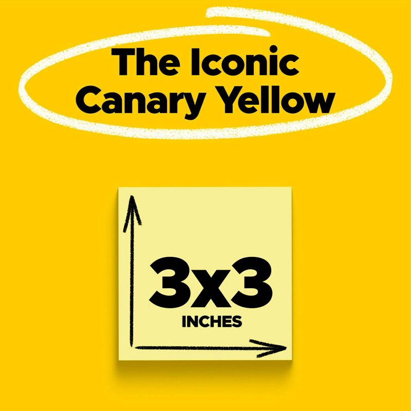 Post-it Notes 4pk 3&#34; x 3&#34; 50 Sheets/Pad - Canary Yellow, 3 of 18